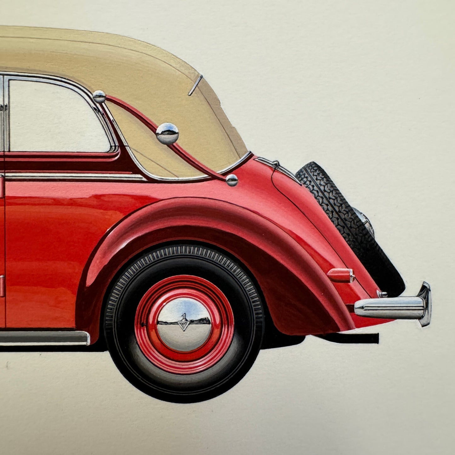 1939 Audi 920 Cabriolet Glaser Automobile Illustration Art Drawing Hand Drawn