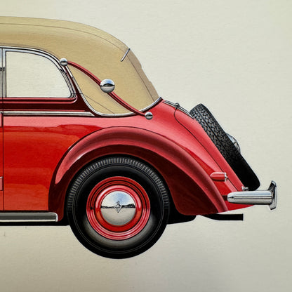 1939 Audi 920 Cabriolet Glaser Automobile Illustration Art Drawing Hand Drawn