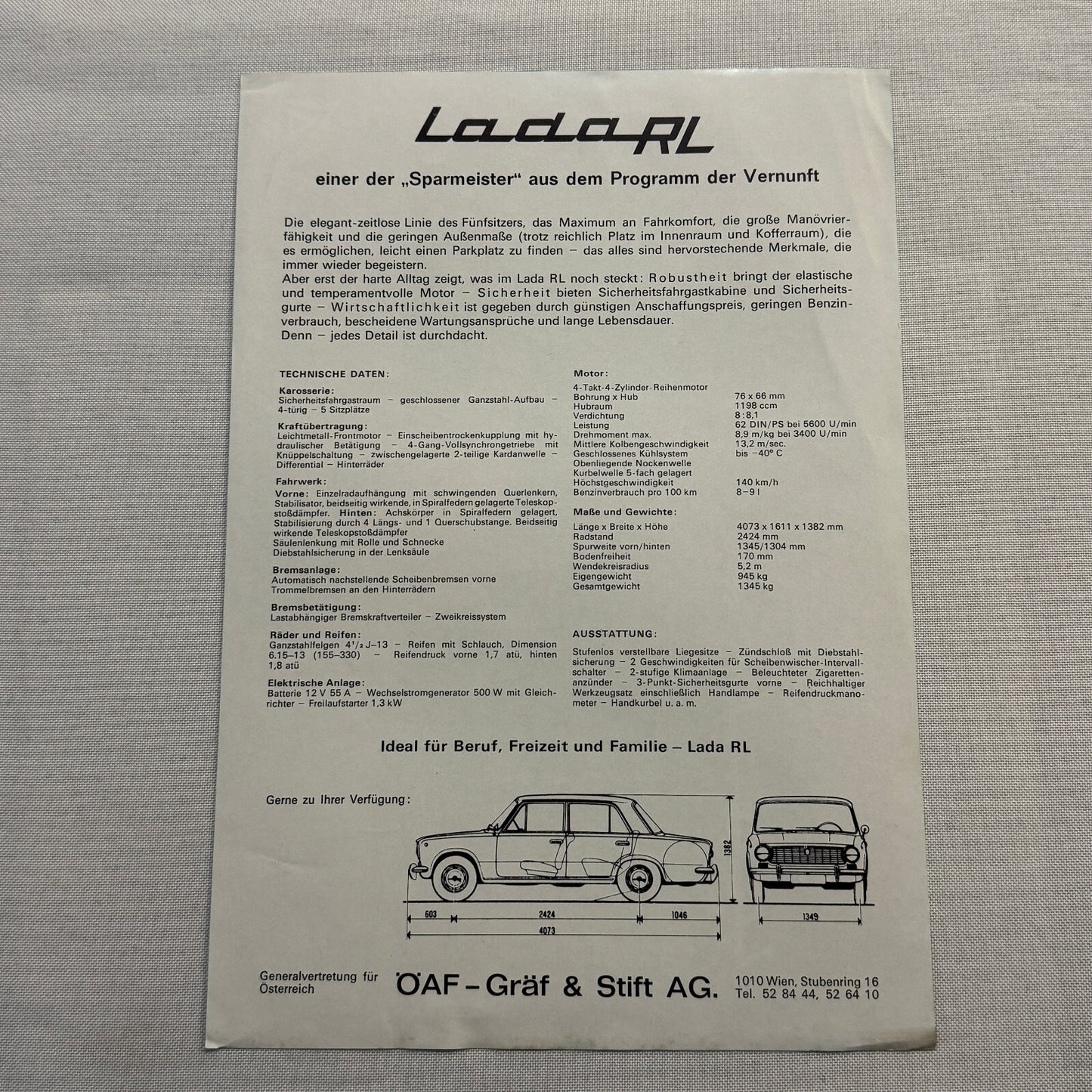 Lada RL Car Sales Brochure Catalog Advertising German Text Vintage