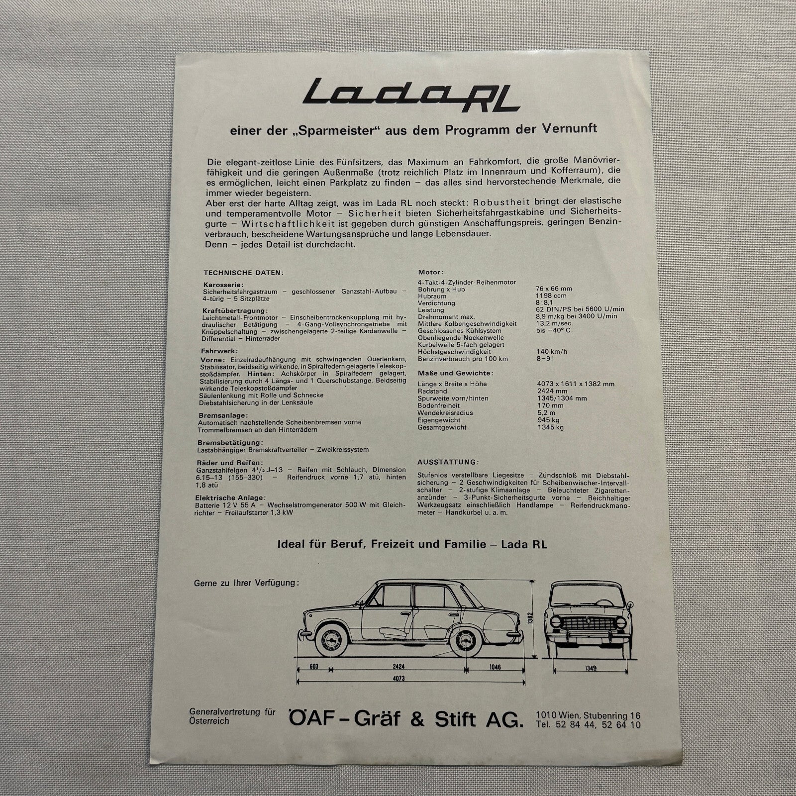Lada RL Car Sales Brochure Catalog Advertising German Text Vintage