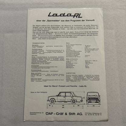 Lada RL Car Sales Brochure Catalog Advertising German Text Vintage