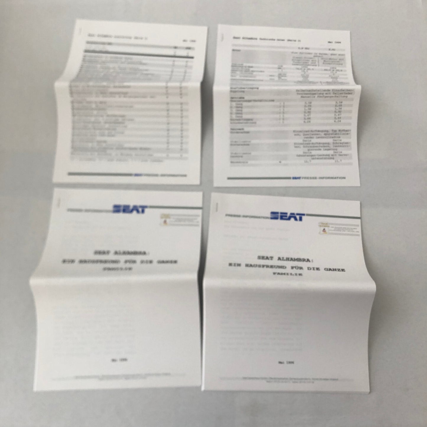 SEAT Alhambra Van Press Kit Brochure Factory Photos 1996