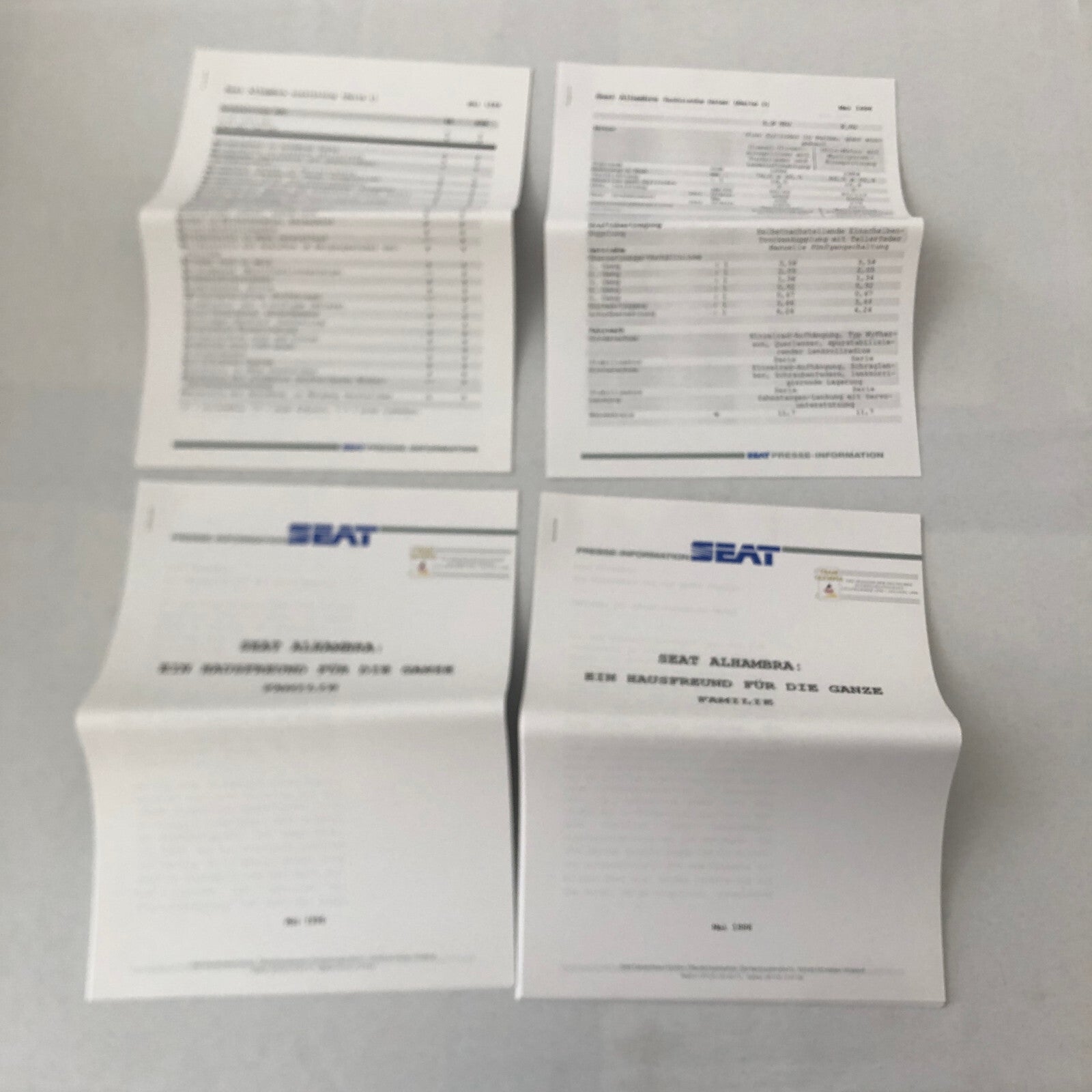 SEAT Alhambra Van Press Kit Brochure Factory Photos 1996