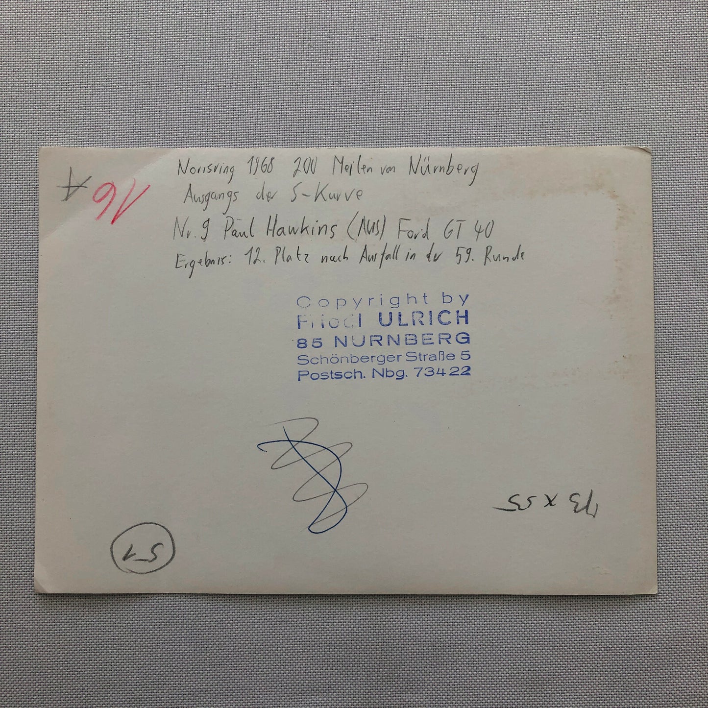 Vintage Ford GT40 Racing Photo Photograph 1968 Paul Hawkins Norisring Circuit 
