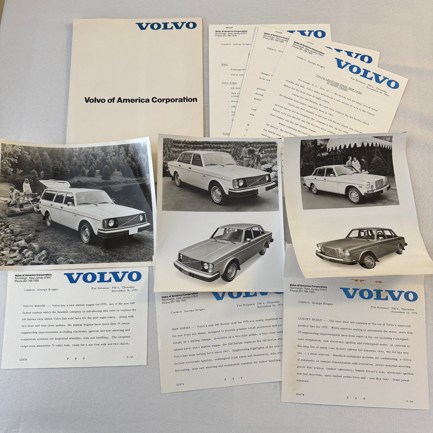 1975 Volvo Press Kit Brochure w/ Photos 164 240 Series Sedan Station Wagon 