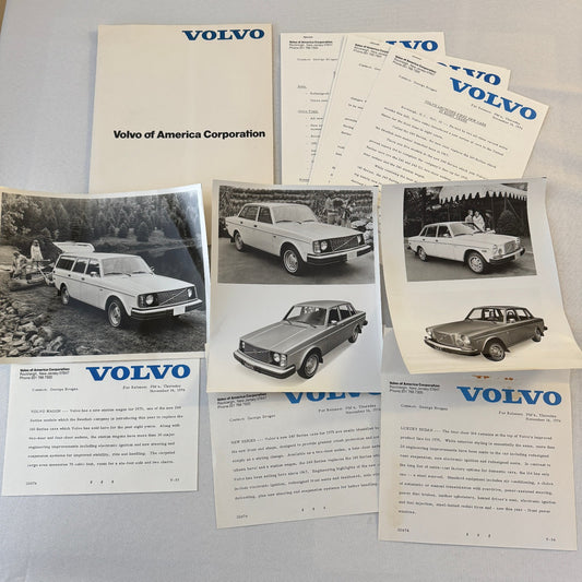 1975 Volvo Press Kit Brochure w/ Photos 164 240 Series Sedan Station Wagon 