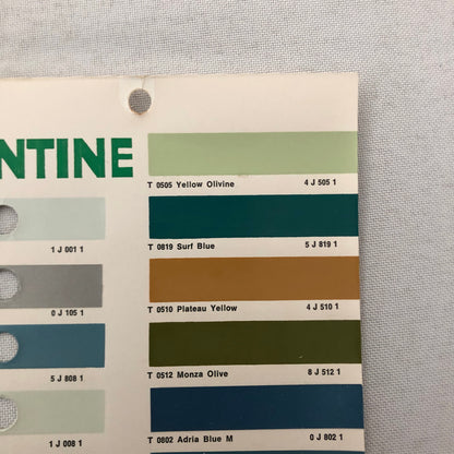1971 1972 Toyota Car Paint Chip Color Sample Sheet Valentine