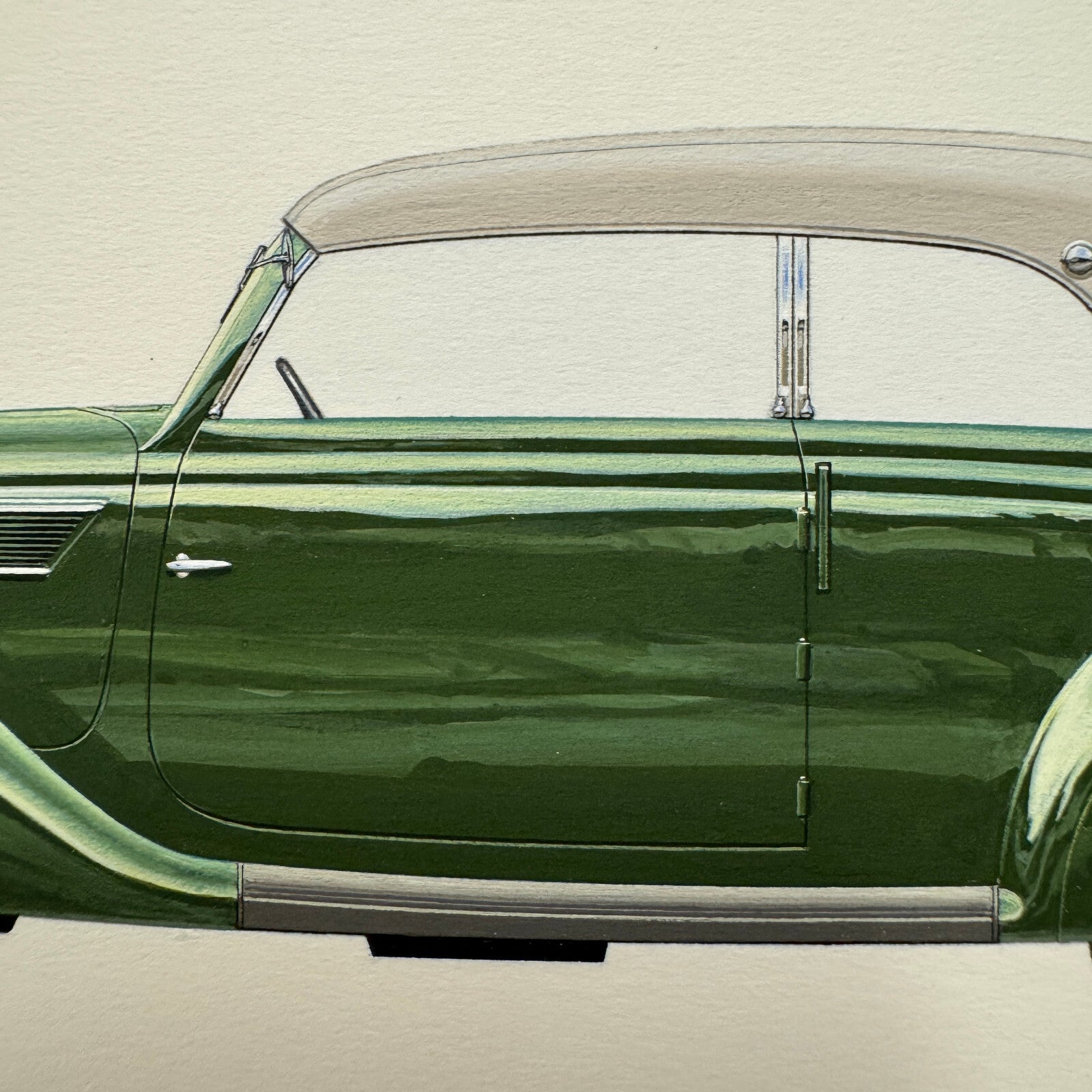 1938 Ford V8 Type 48 Cabriolet Car Illustration Art Drawing Hand Drawn