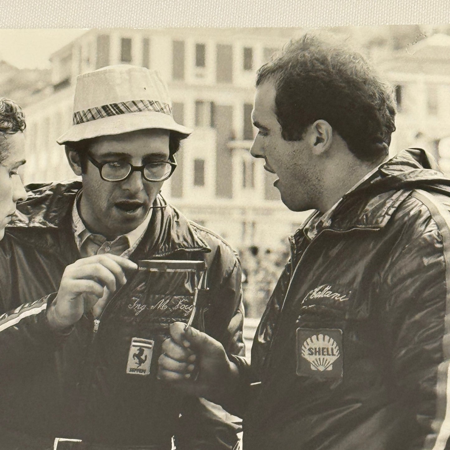 Vintage Racing Photo Ferrari Engineer Mauro Forghieri Jacky Ickx 1971 Monaco GP