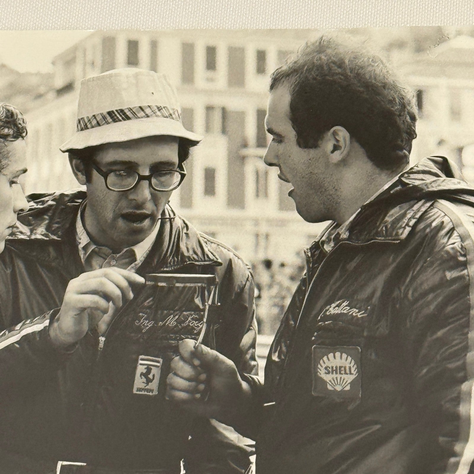 Vintage Racing Photo Ferrari Engineer Mauro Forghieri Jacky Ickx 1971 Monaco GP
