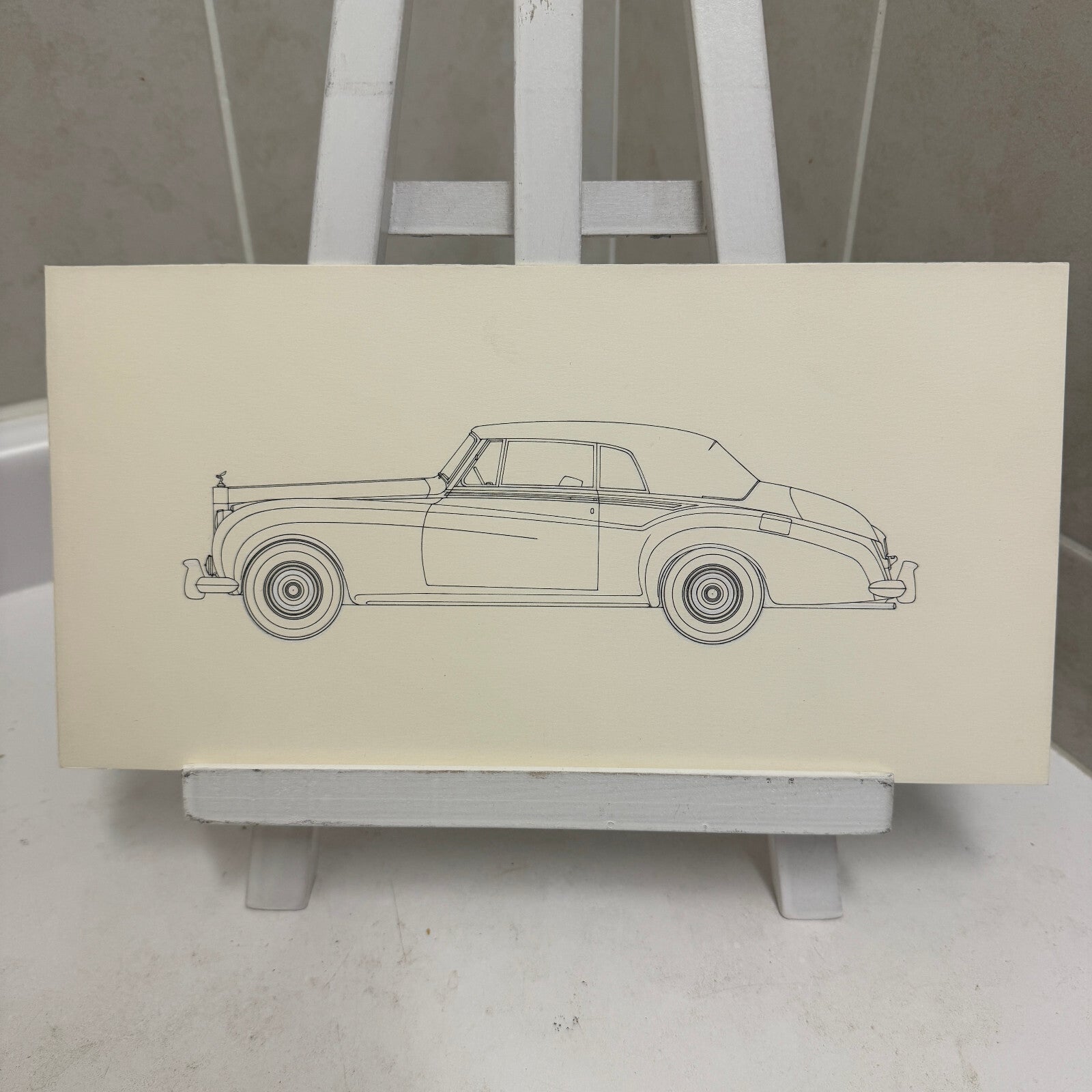 Rolls Royce Silver Cloud Convertible Car Illustration Art Drawing Hand Drawn