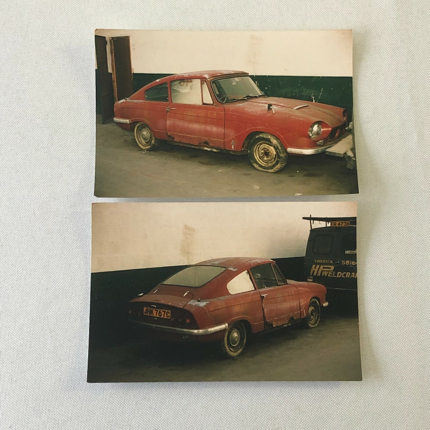 Vintage Bond Equipe Car Rusty Automobile Barn Find Photo Lot of 2