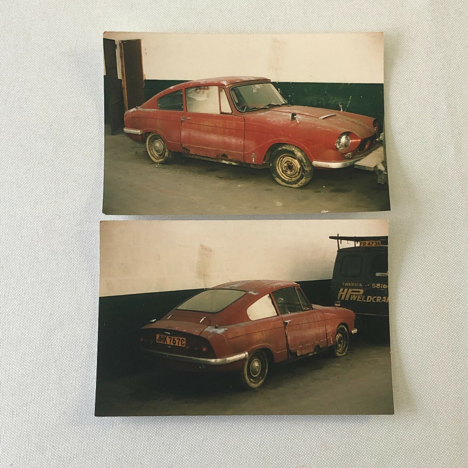 Vintage Bond Equipe Car Rusty Automobile Barn Find Photo Lot of 2