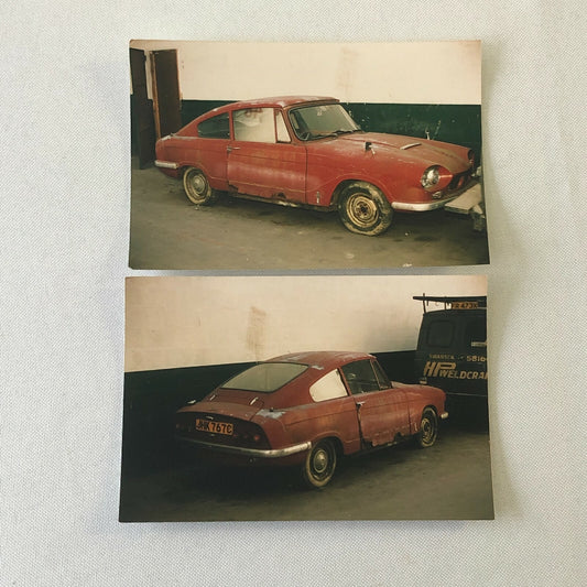 Vintage Bond Equipe Car Rusty Automobile Barn Find Photo Lot of 2