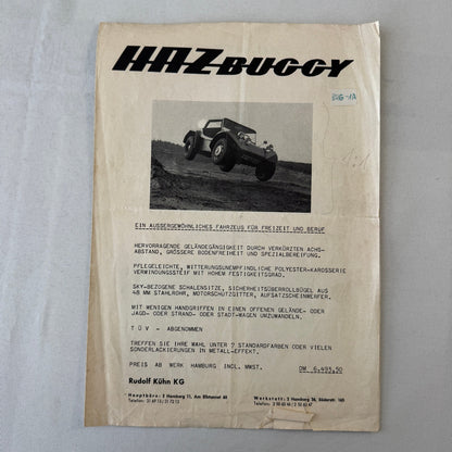 Haz Buggy Dune Buggy Vintage Brochure Flyer Advertisement Ephemera Car GERMAN