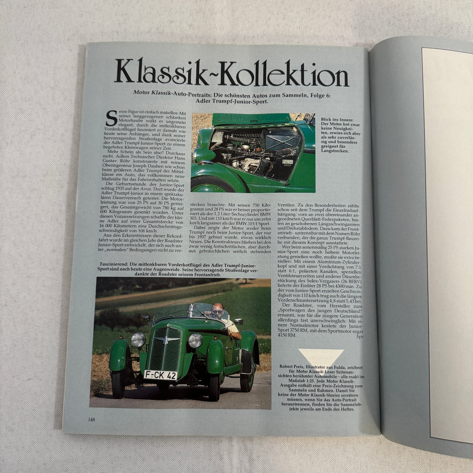 1935 Adler Trumpf Junior Sport Car Illustration Art Drawing Hand Drawn Vintage