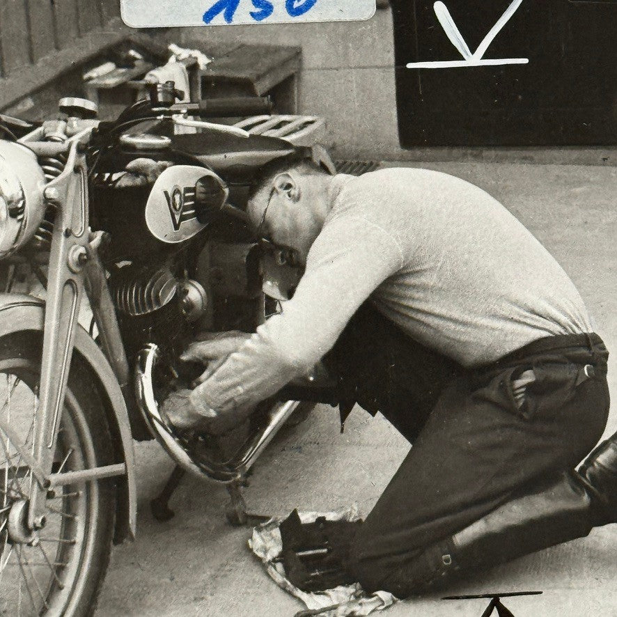 Vintage Motorcycle Bike Photo Photograph Print Unidentified Rider