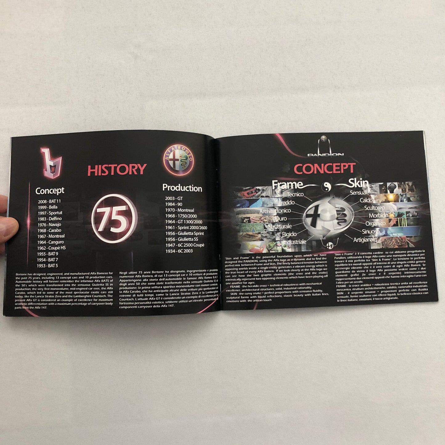 Alfa Romeo Pandion Bertone Concept Car Prototype Sales Brochure Catalog