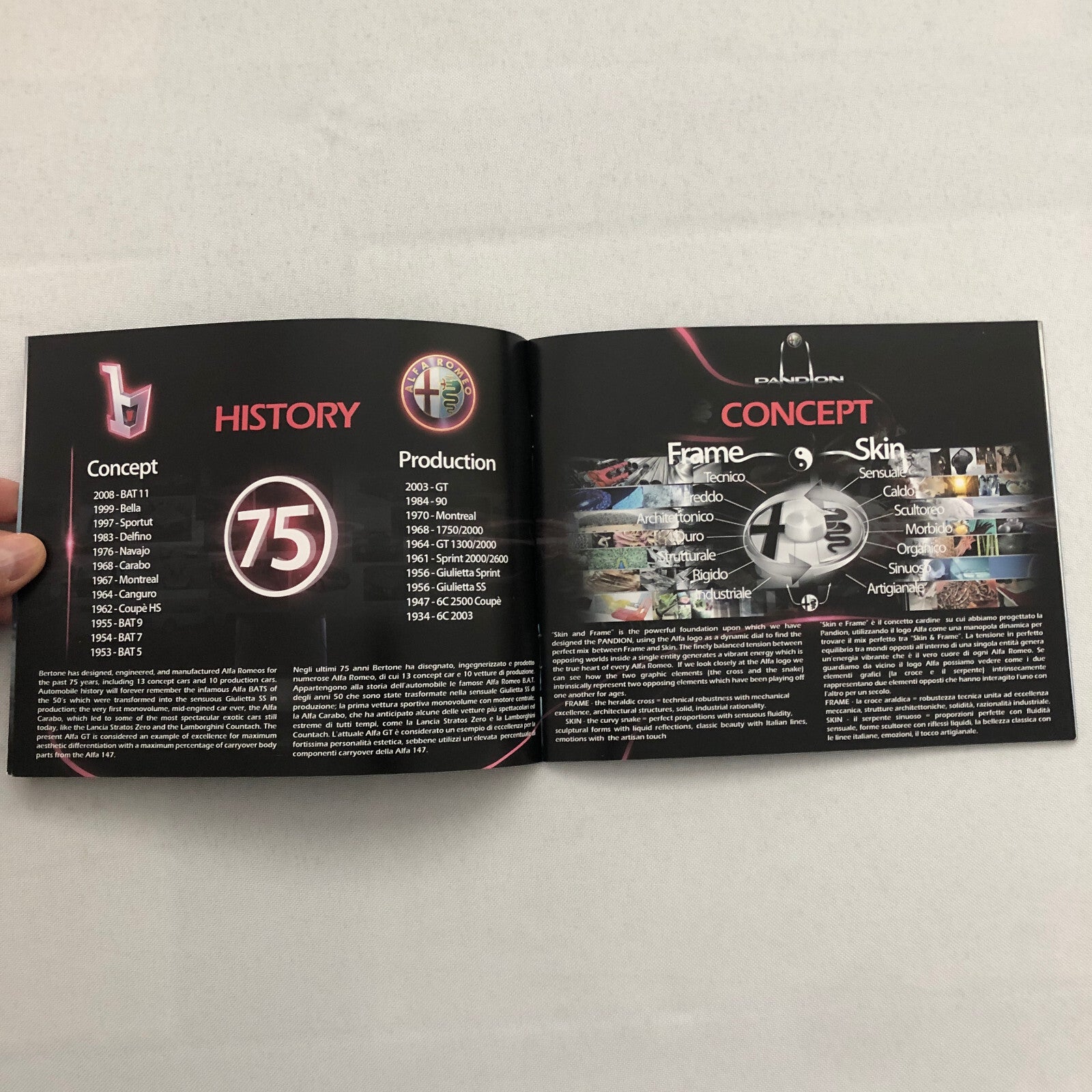 Alfa Romeo Pandion Bertone Concept Car Prototype Sales Brochure Catalog