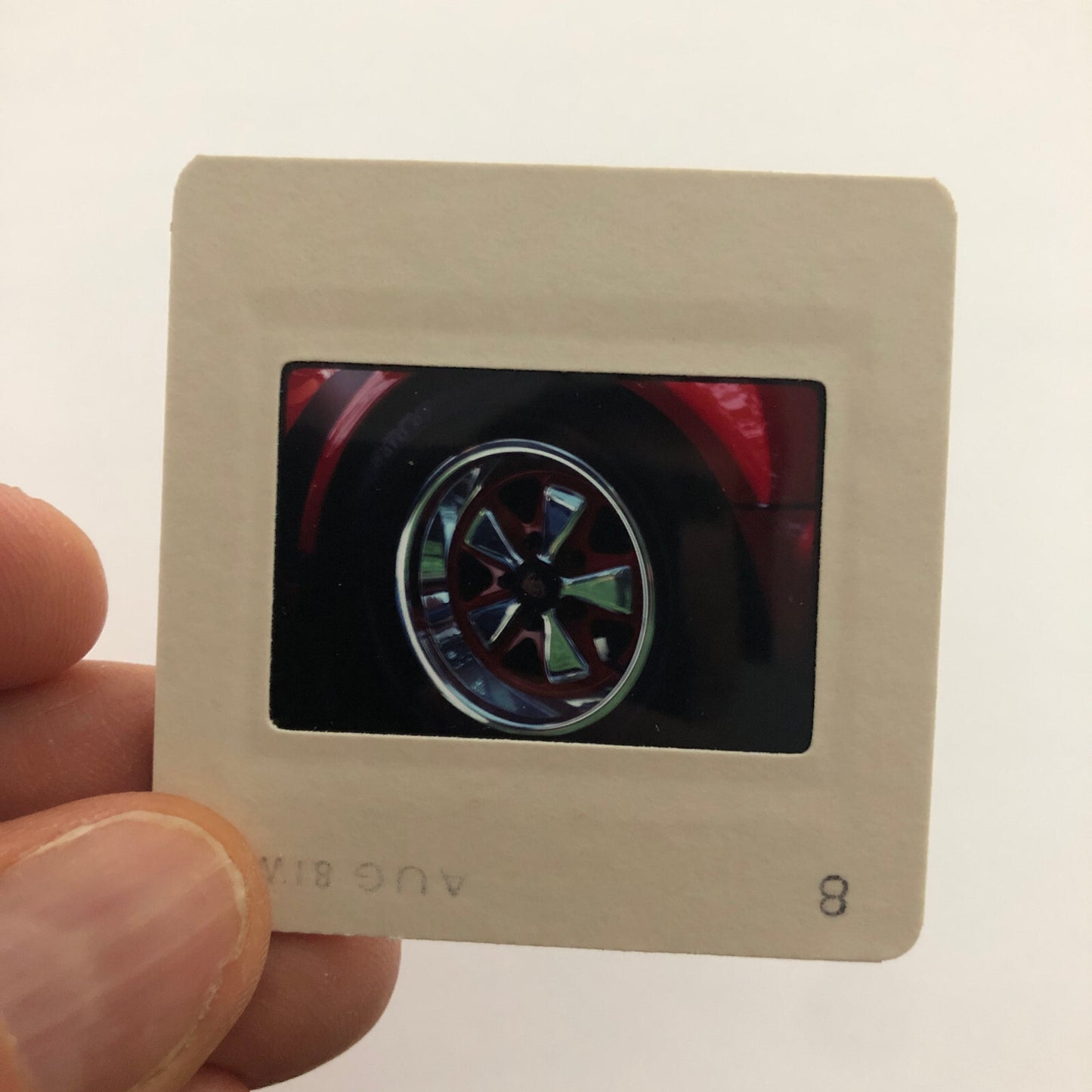 Porsche 911 Fuchs Wheel 35mm Photo Slide Vintage 1981