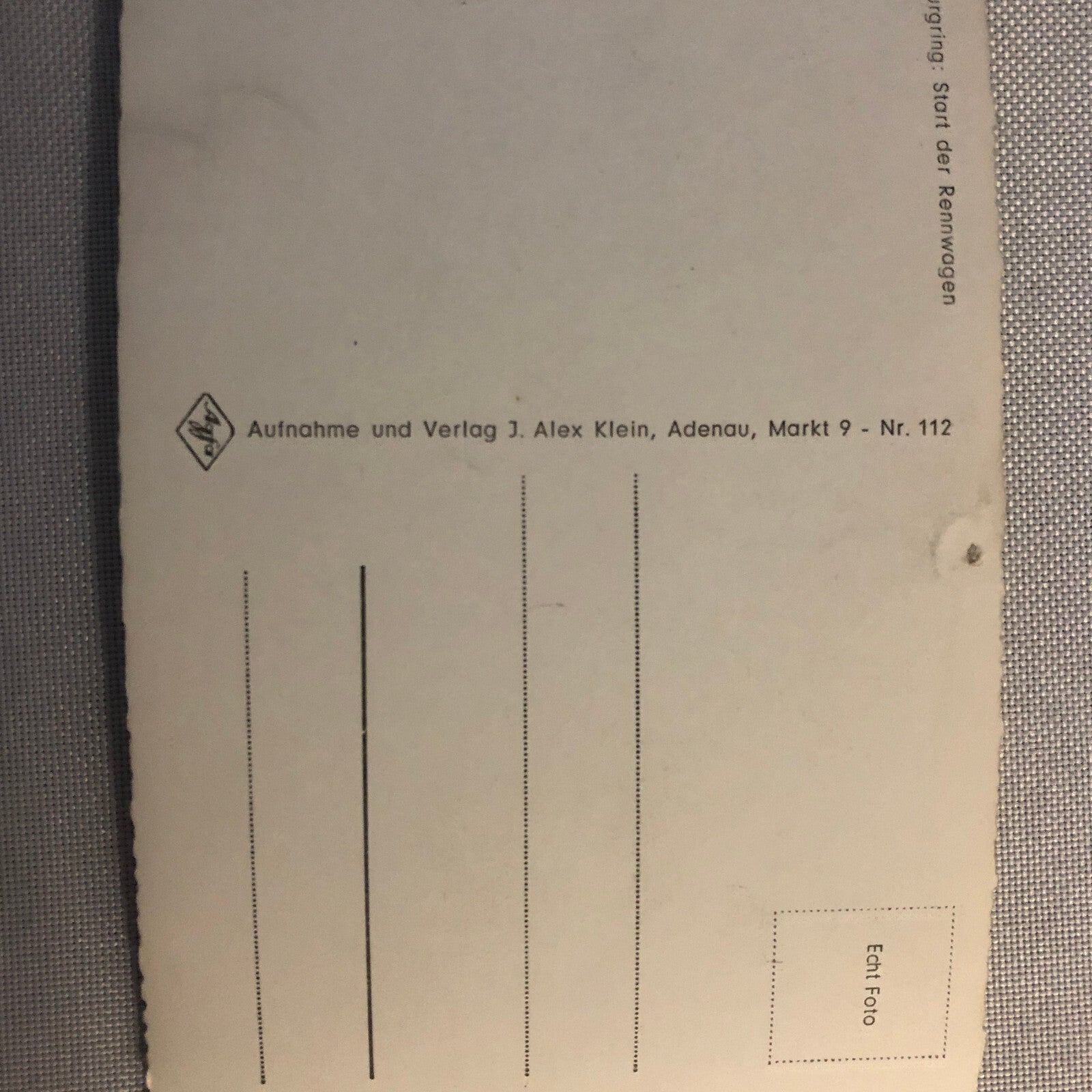 Vintage Car Racing Photo Postcard Post Card Photograph Nurburgring