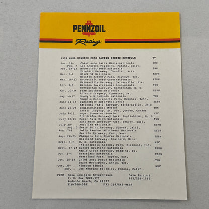 Vintage Pennzoil Racing Press Kit Top Fuel Dragster Pontiac Trans Am