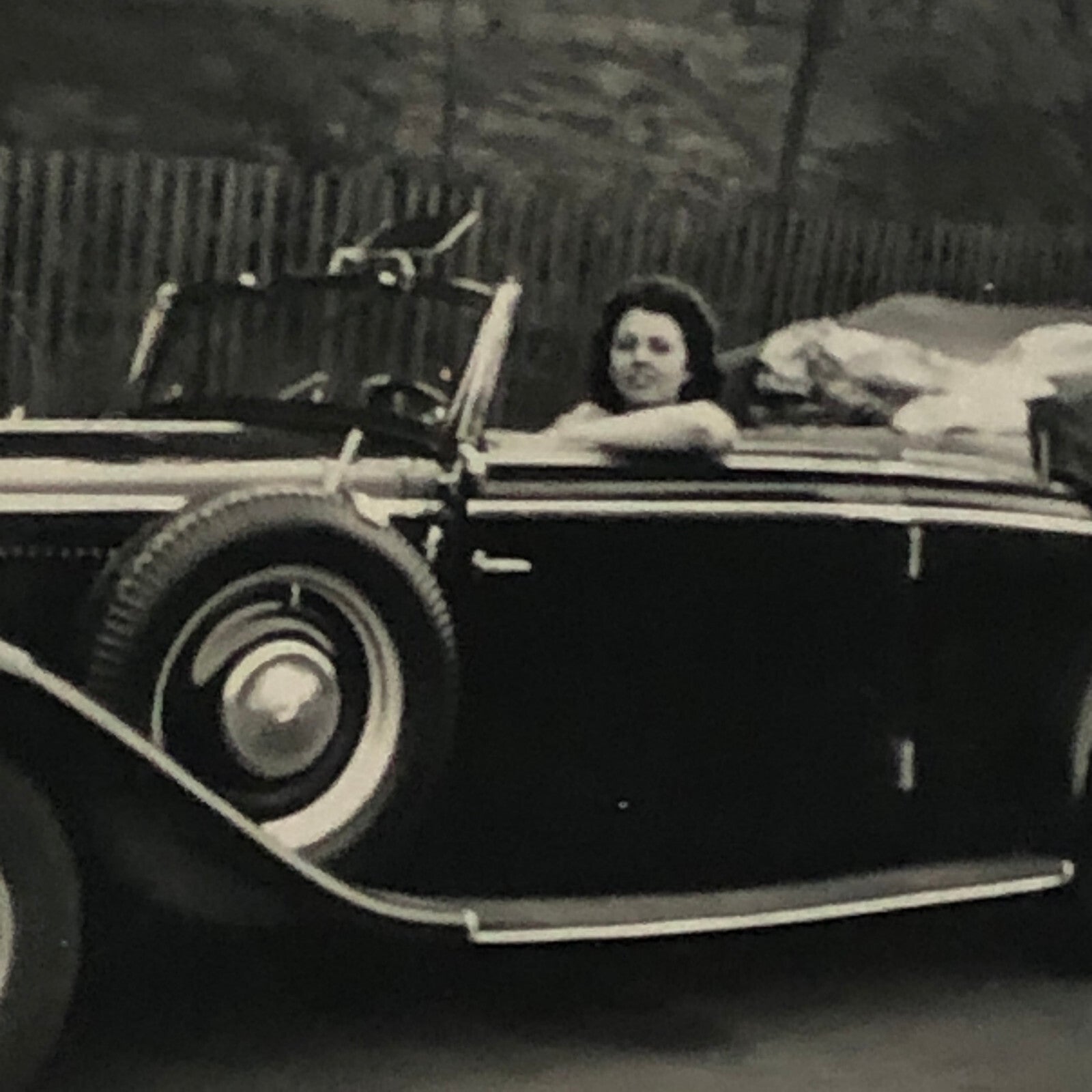 Vintage Photo Photograph Print Woman with Early Mercedes Benz Car Automobile