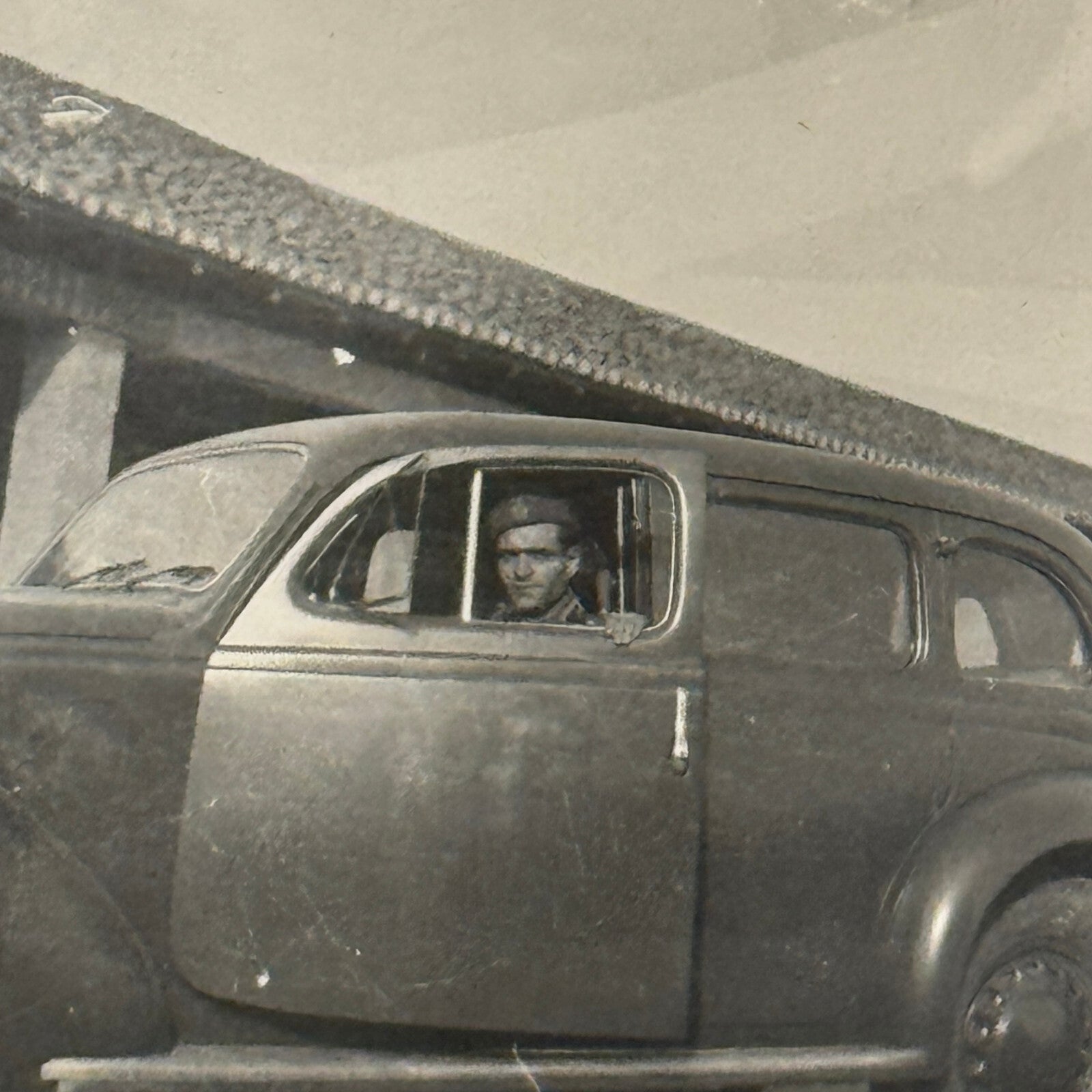 Vintage Photo Photograph Print Man in Early Automobile Car