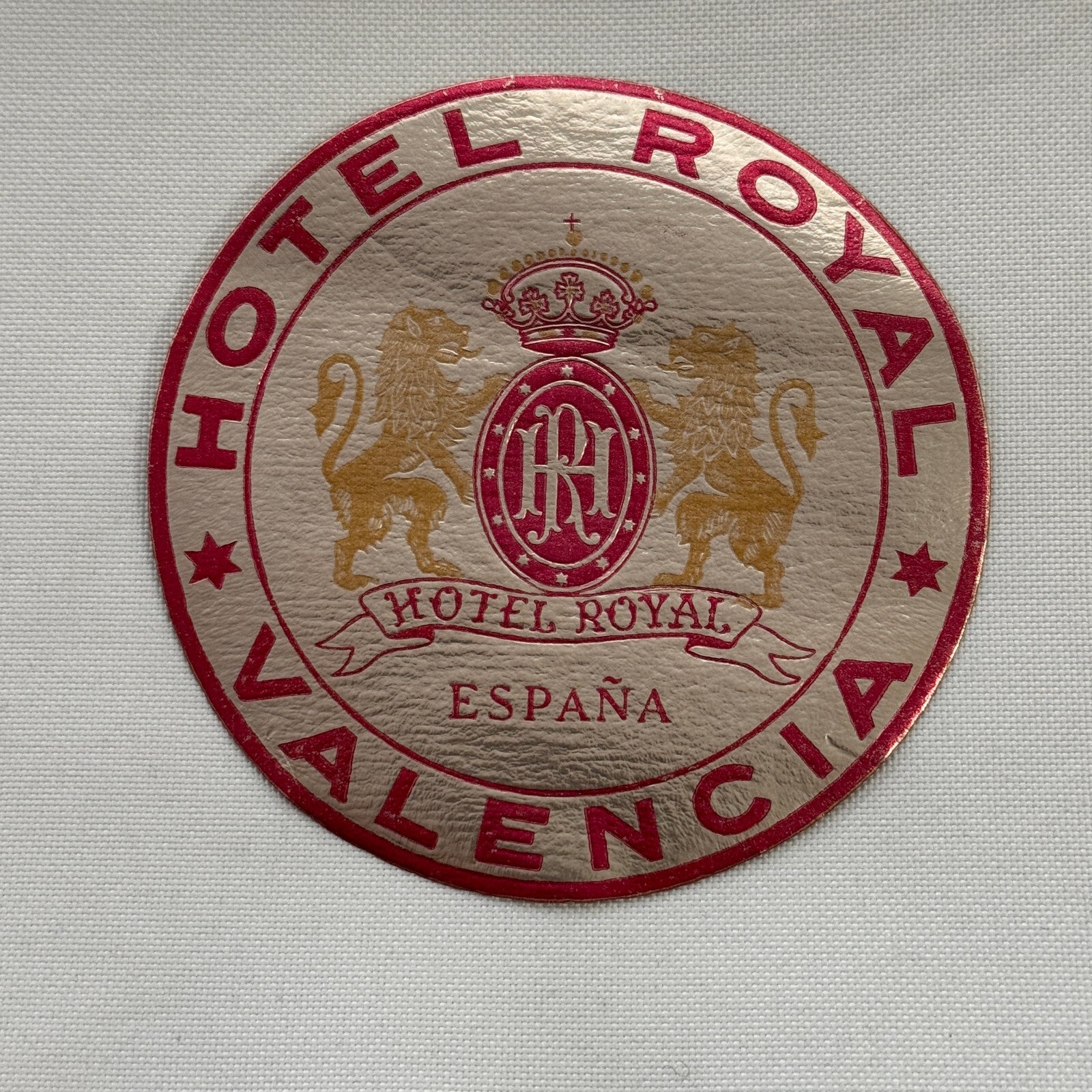 Vintage Travel Luggage Label Hotel Royal Valencia Espana Spain Spanish