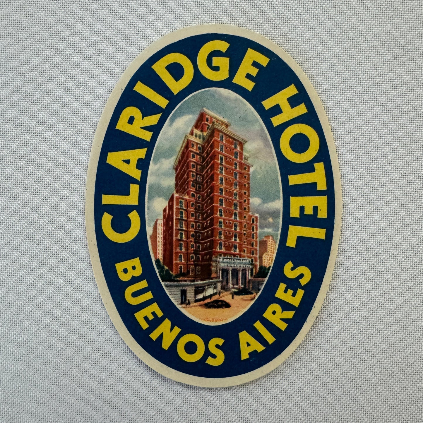 Vintage Hotel Travel Luggage Label Argentina Buenos Aires Claridge Hotel