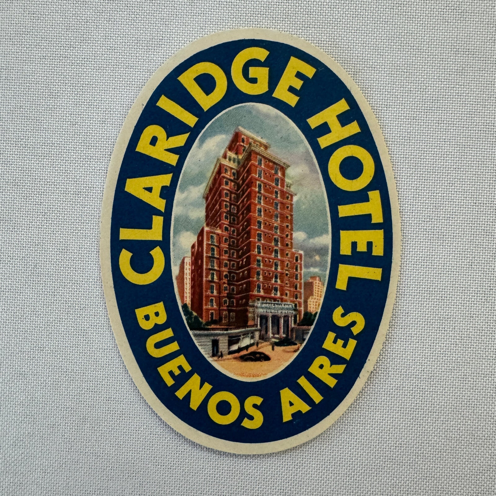 Vintage Hotel Travel Luggage Label Argentina Buenos Aires Claridge Hotel