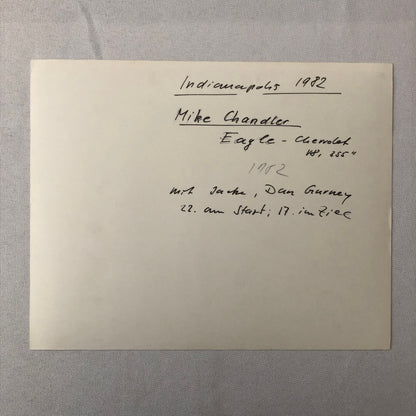 Vintage Indy Indianapolis Racing Photo Photograph Mike Chandler 1982