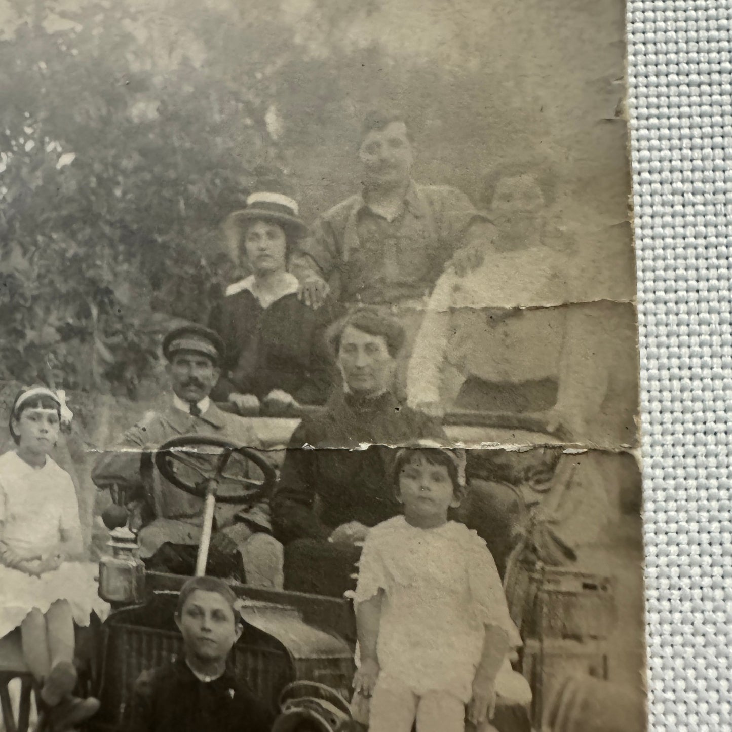 Antique Photo Photograph Print People with Automobile Car