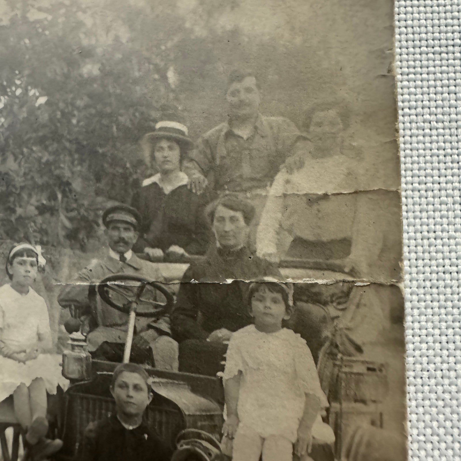 Antique Photo Photograph Print People with Automobile Car
