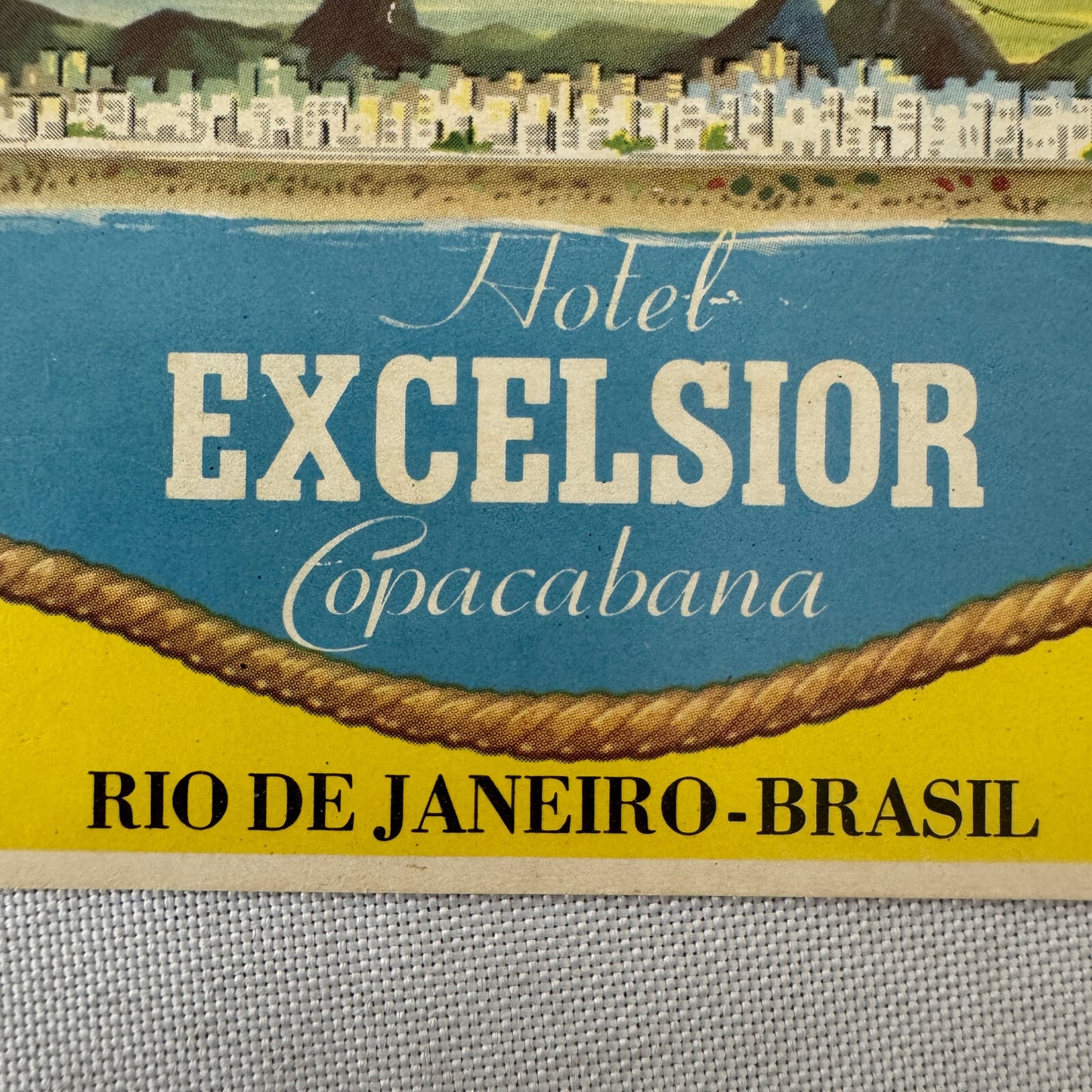 Vintage Hotel Travel Luggage Label Excelsior Copacabana Rio de Janeiro Brazil