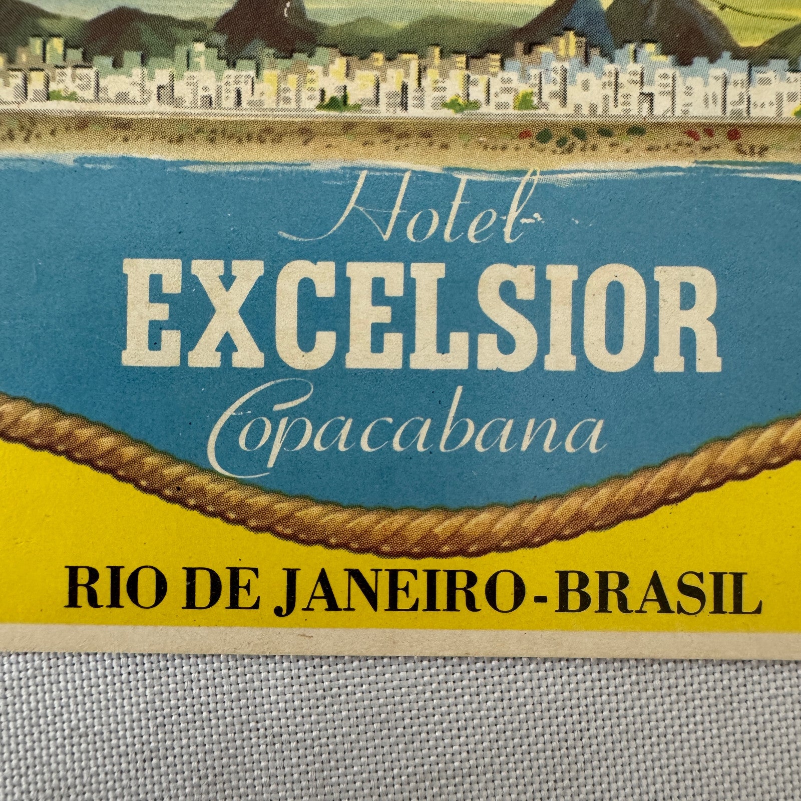 Vintage Hotel Travel Luggage Label Excelsior Copacabana Rio de Janeiro Brazil