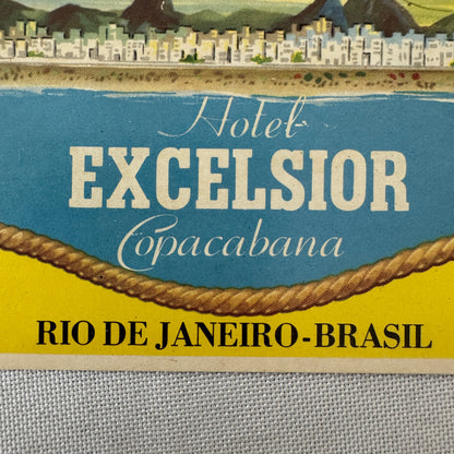 Vintage Hotel Travel Luggage Label Excelsior Copacabana Rio de Janeiro Brazil
