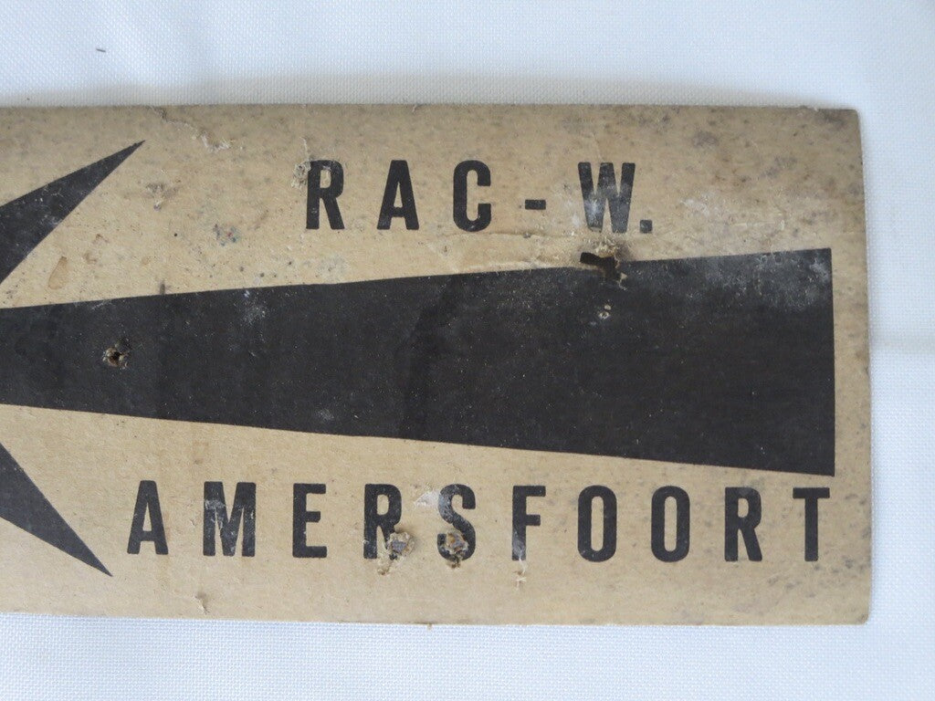 Vintage RAC West Amersfoort Car Rally Small Cardboard Directional Arrow Sign 