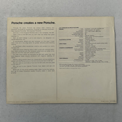 1977 Porsche 924 Car Sales Brochure Catalog Advertising