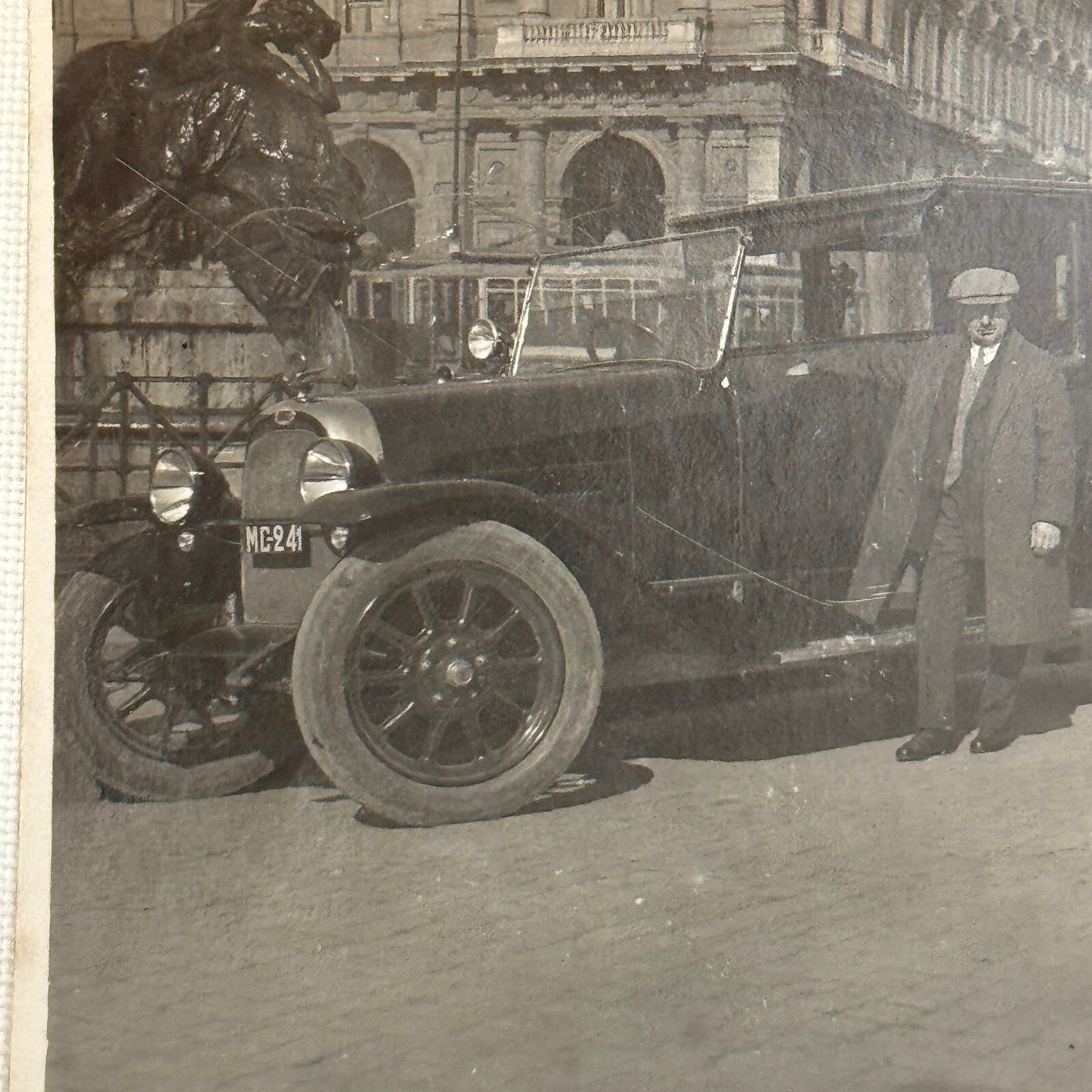 Vintage Photograph Photo Man with Early Car Automobile Antique