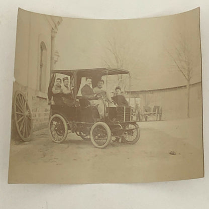 Antique Photo Photograph Print Men in Early Automobile Car Vehicle Italian ?
