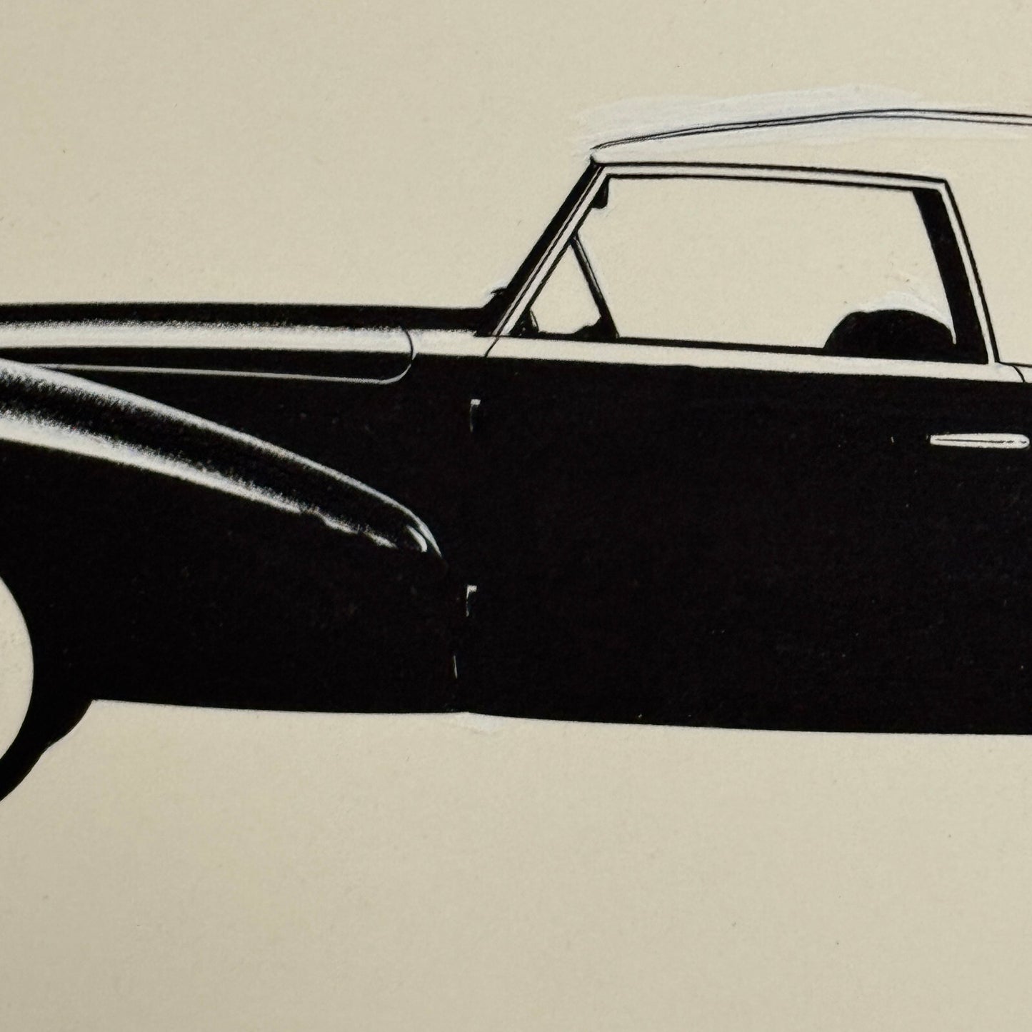 1940 Lincoln Continental Cabriolet Illustration Art Drawing Vintage Miniature