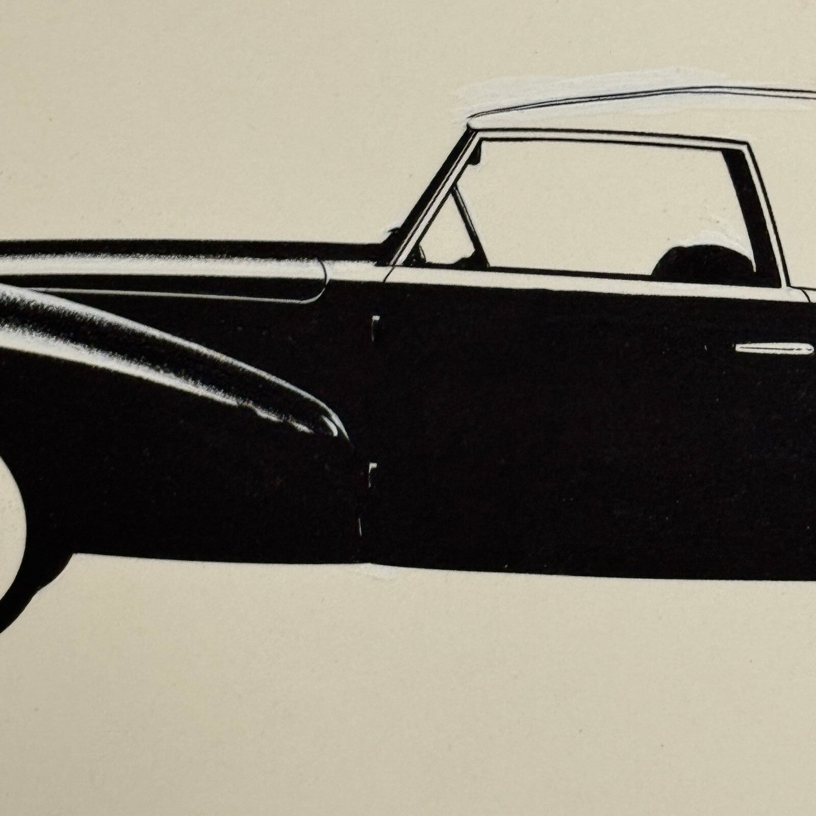 1940 Lincoln Continental Cabriolet Illustration Art Drawing Vintage Miniature