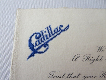 1911 - 1912 Cadillac Christmas Card Document Letter Vancouver Auto & Cycle Co