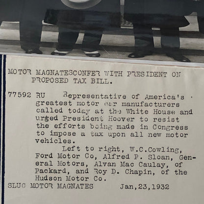 Press Photo Photograph Automakers Lobby President Hoover GM Ford Packard Hudson