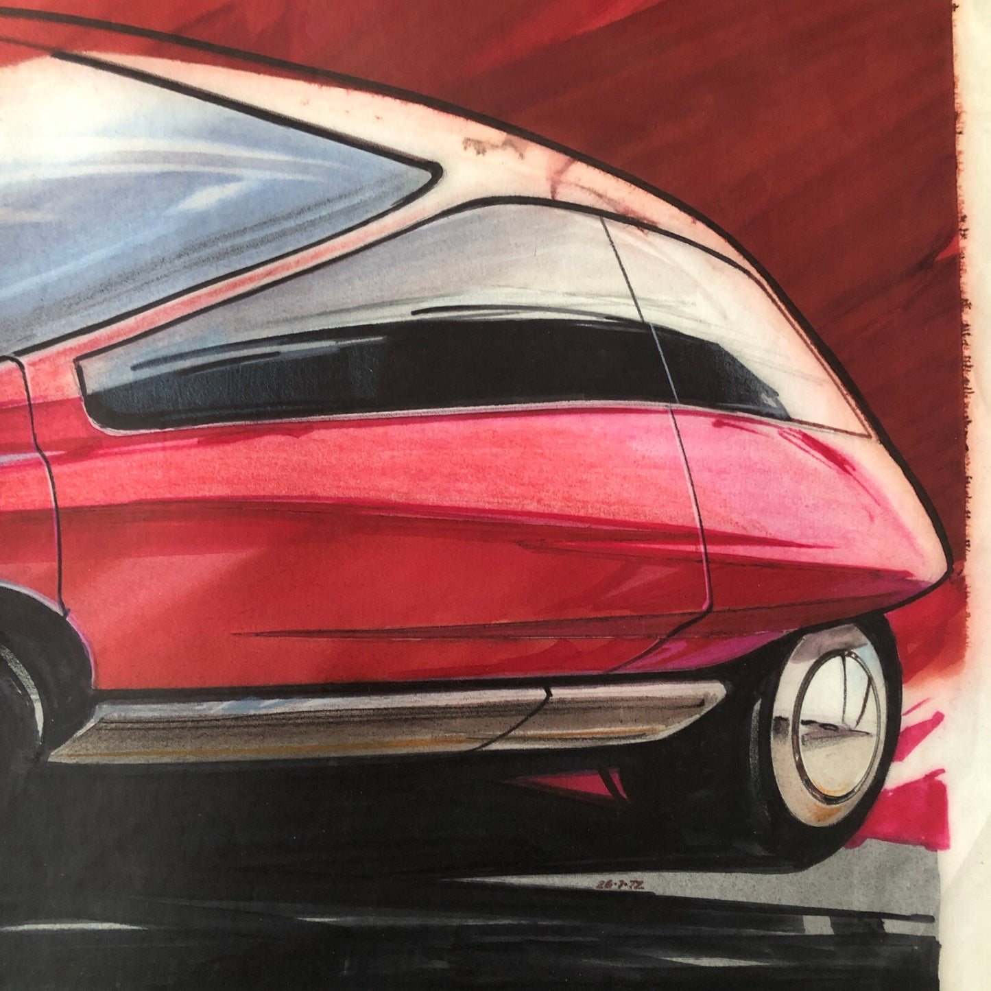 Styling Concept Car Illustration Art Drawing Sketch Vintage Original NOTTRODT
