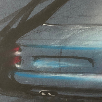 Styling Concept Car Illustration Art Drawing Sketch Vintage Original 1980s