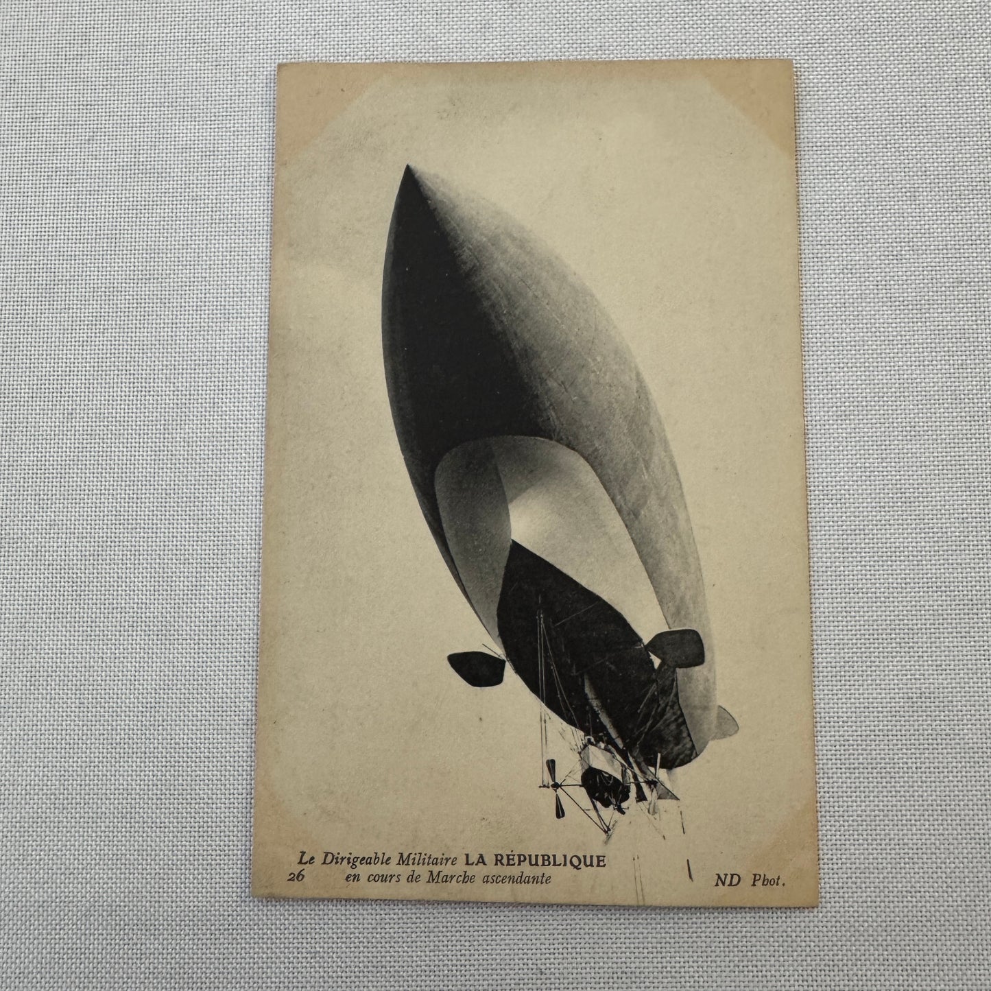 Vintage Zeppelin Airship Dirigible Postcard Post Card French Republique Military