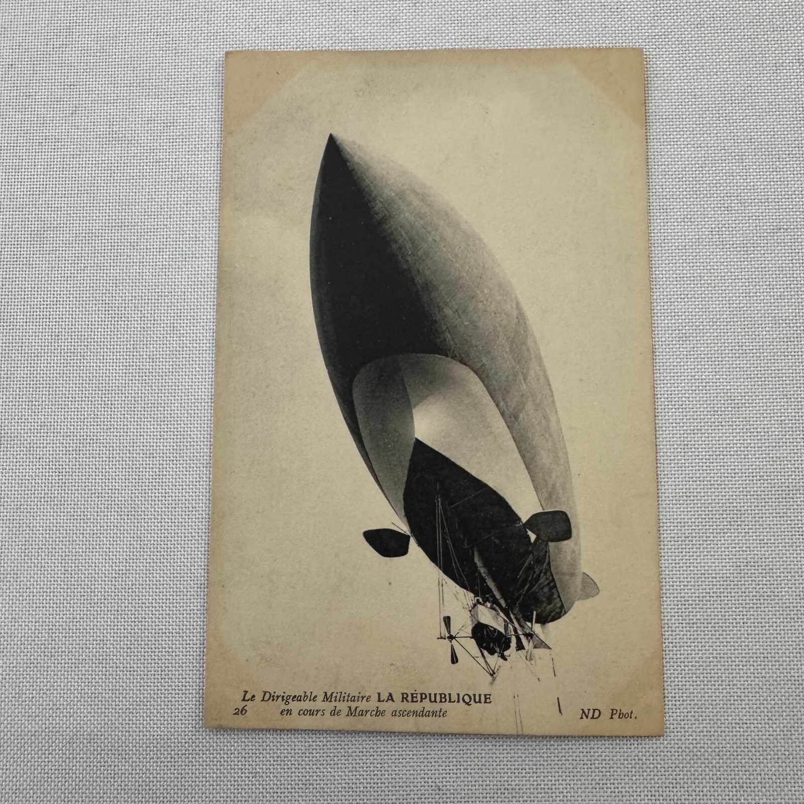 Vintage Zeppelin Airship Dirigible Postcard Post Card French Republique Military
