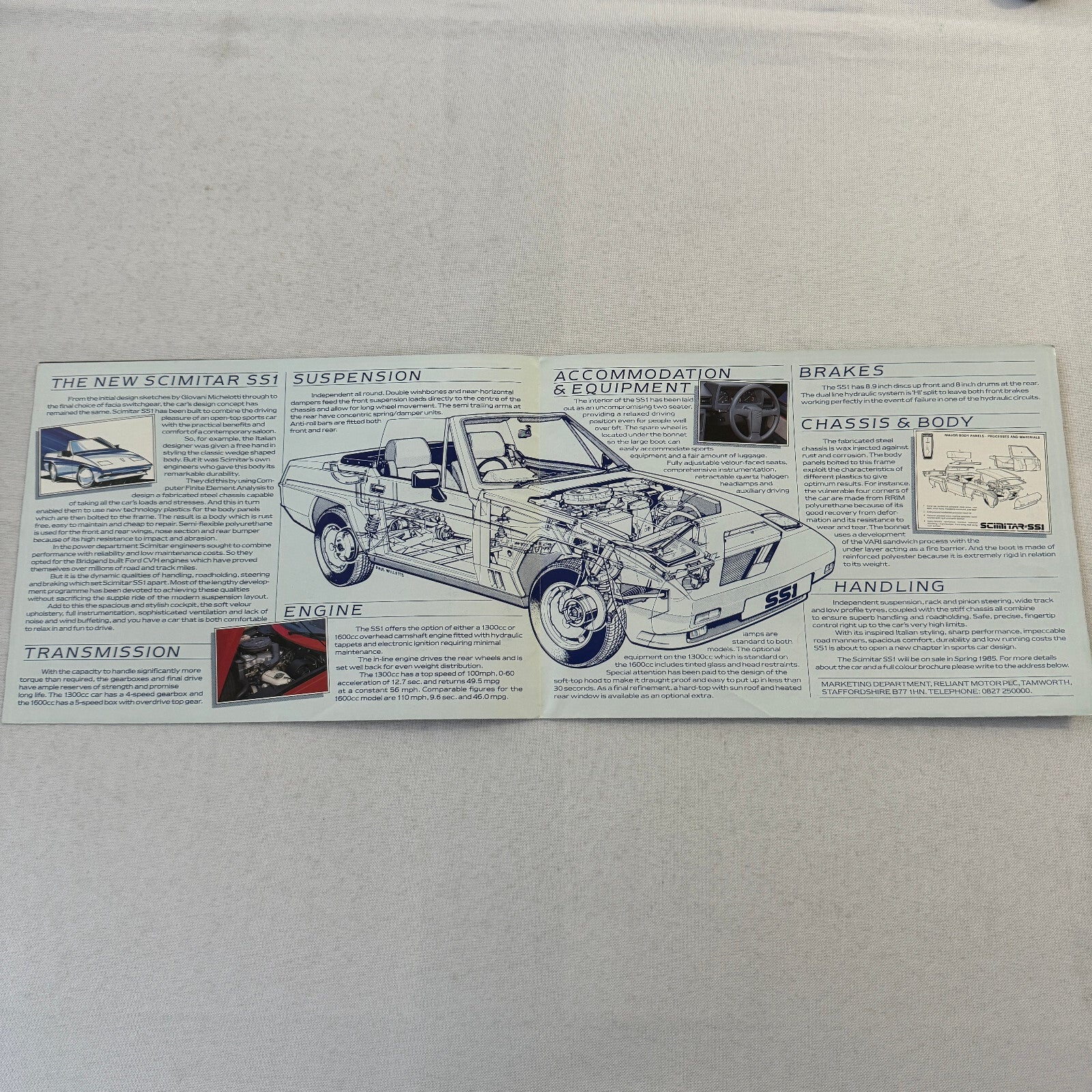 Reliant Scimitar SSi Car Sales Brochure Catalog Roadster Vintage Poster
